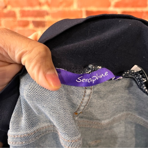 Seraphine Over Bump Super-Skinny Maternity Jeans Size 12 Tall Blue Maternity - Picture 2 of 7